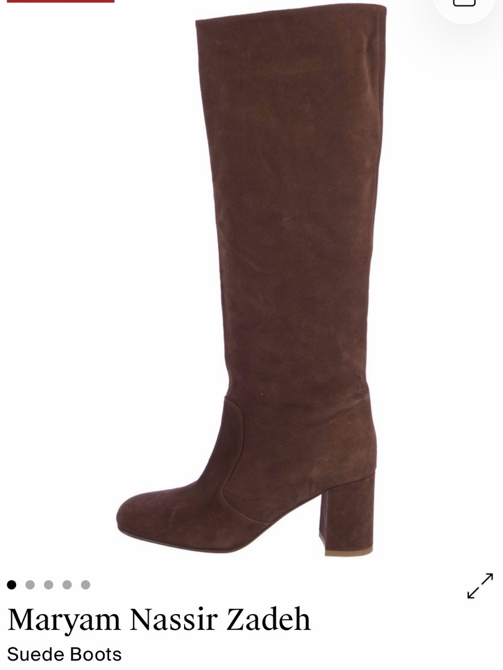 Maryam Nassir Zadeh Dark Brown Suede Block Heel Boots